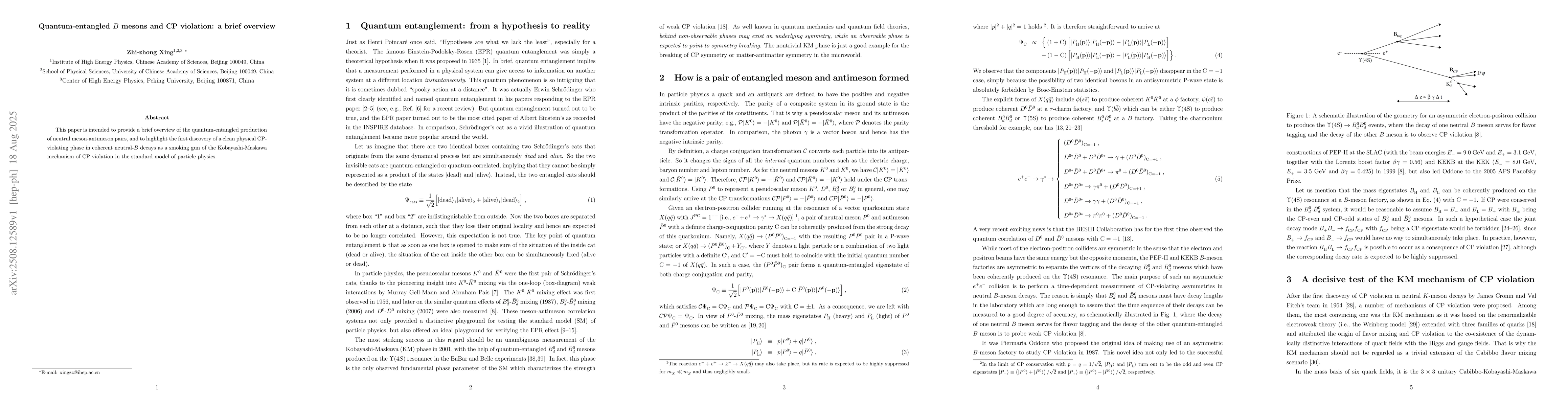 Thumbnail for Quantum-entangled B mesons and CP violation: a brief overview