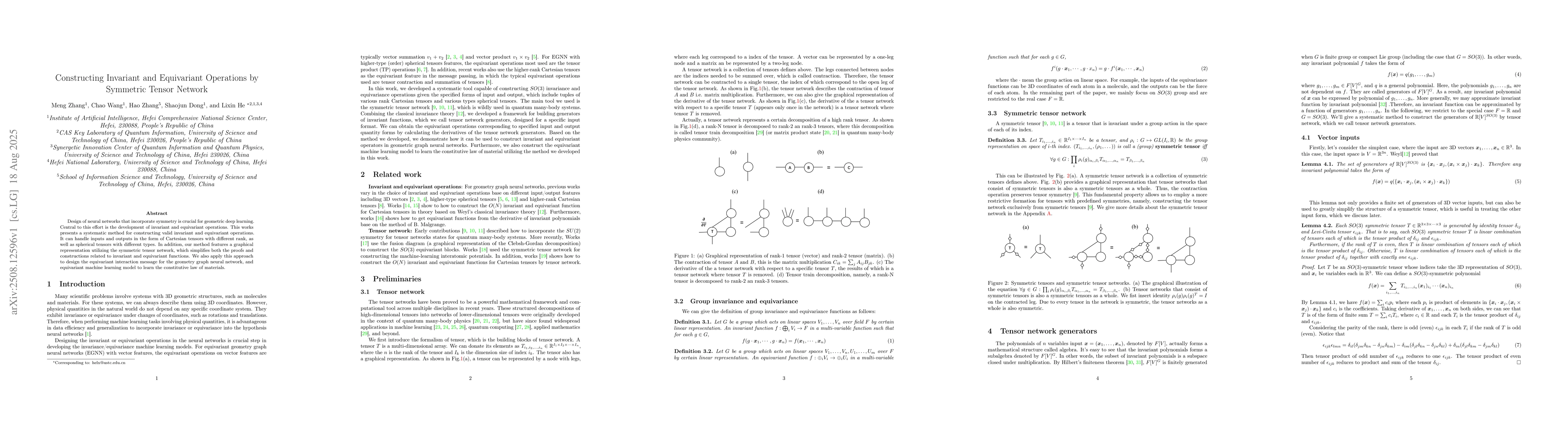 Thumbnail for Constructing Invariant and Equivariant Operations by Symmetric Tensor
  Network