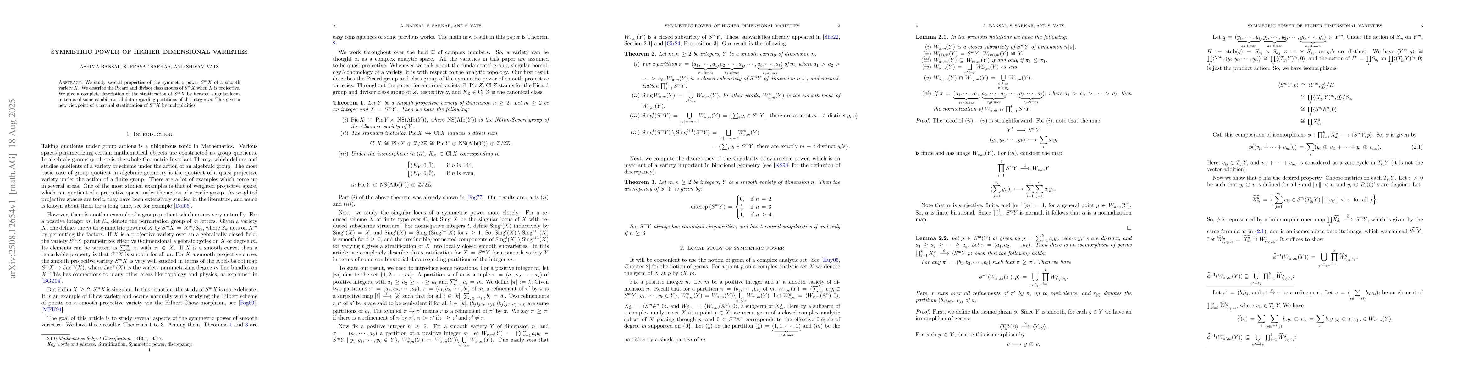 Thumbnail for Symmetric power of higher dimensional varieties
