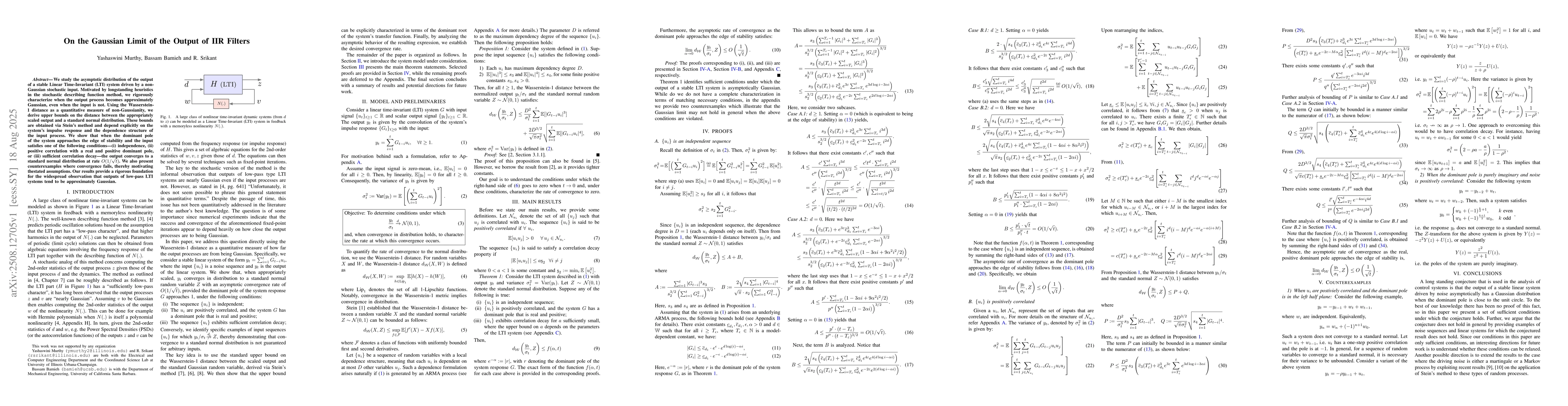 Thumbnail for On the Gaussian Limit of the Output of IIR Filters