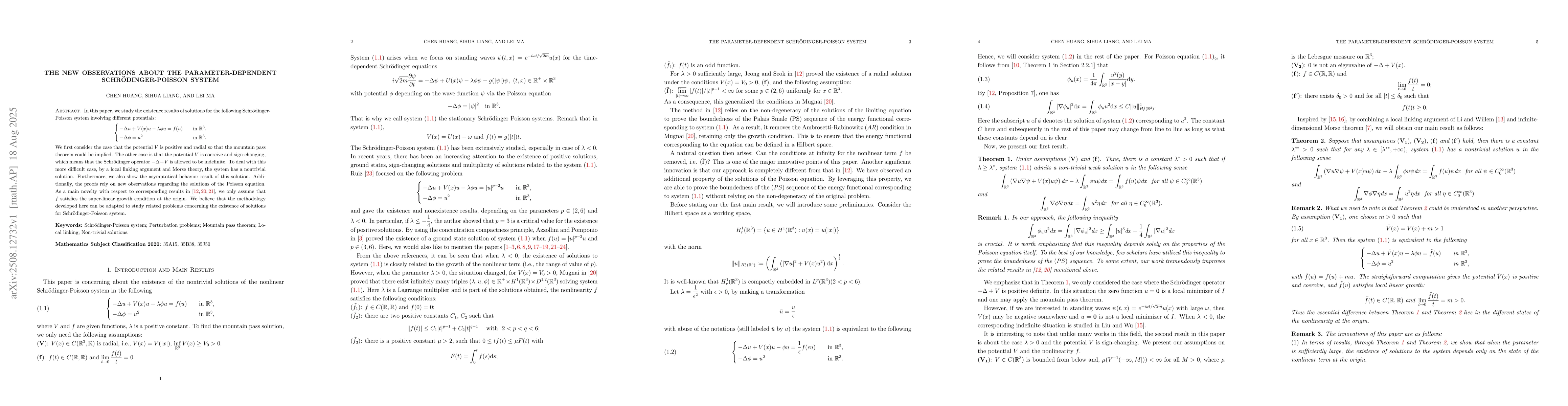 Thumbnail for The new observations about the parameter-dependent
  Schrödinger-Poisson system