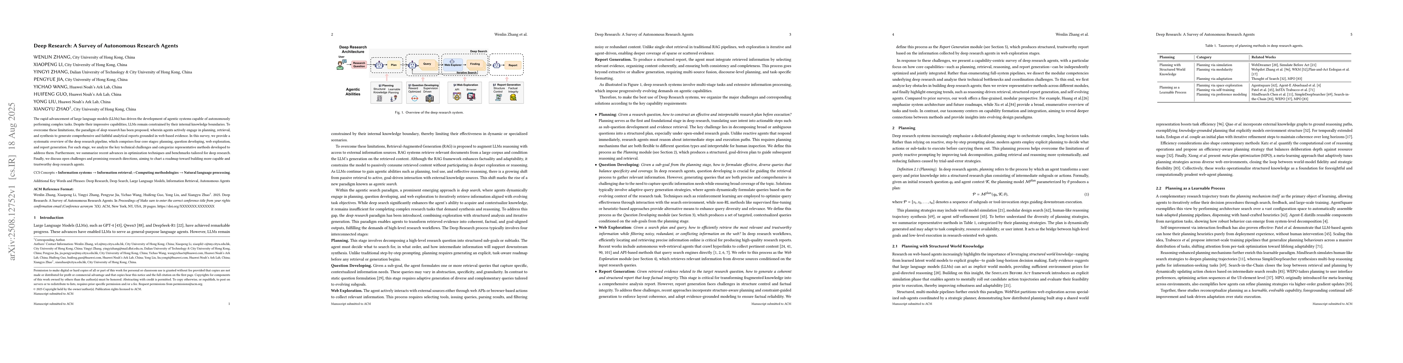 Thumbnail for Deep Research: A Survey of Autonomous Research Agents