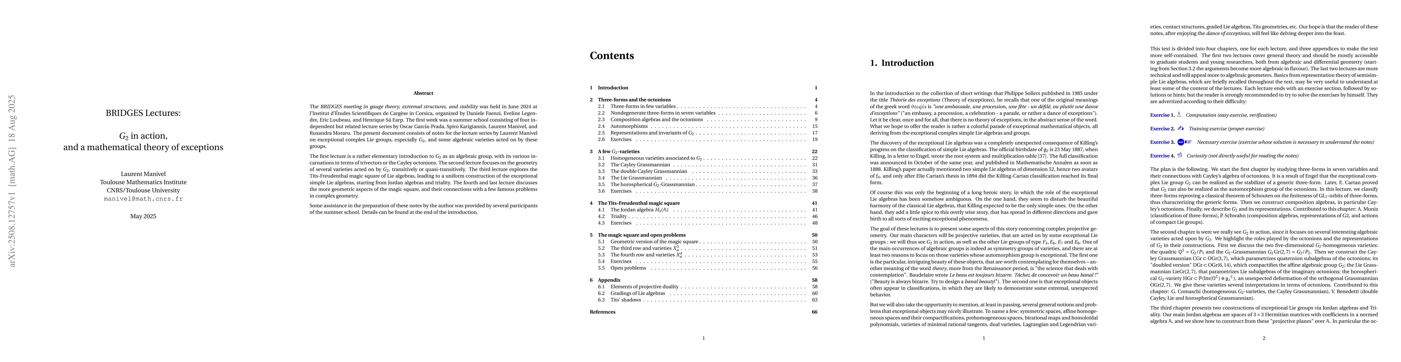 Thumbnail for BRIDGES Lectures: G2 in action, and a mathematical theory of exceptions