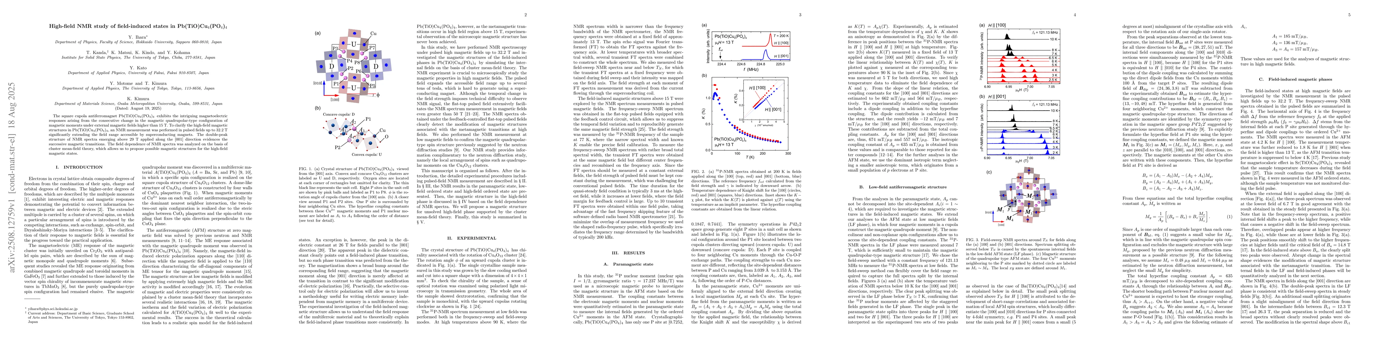 Thumbnail for High-field NMR study of field-induced states in
  Pb(TiO)Cu$_4$(PO$_4$)$_4$