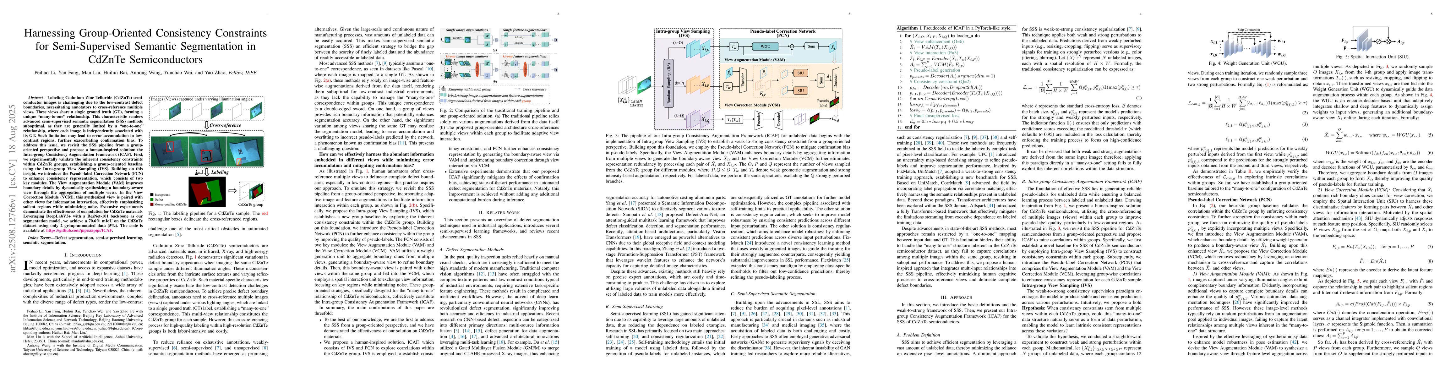 Thumbnail for Harnessing Group-Oriented Consistency Constraints for Semi-Supervised
  Semantic Segmentation in CdZnTe Semiconductors