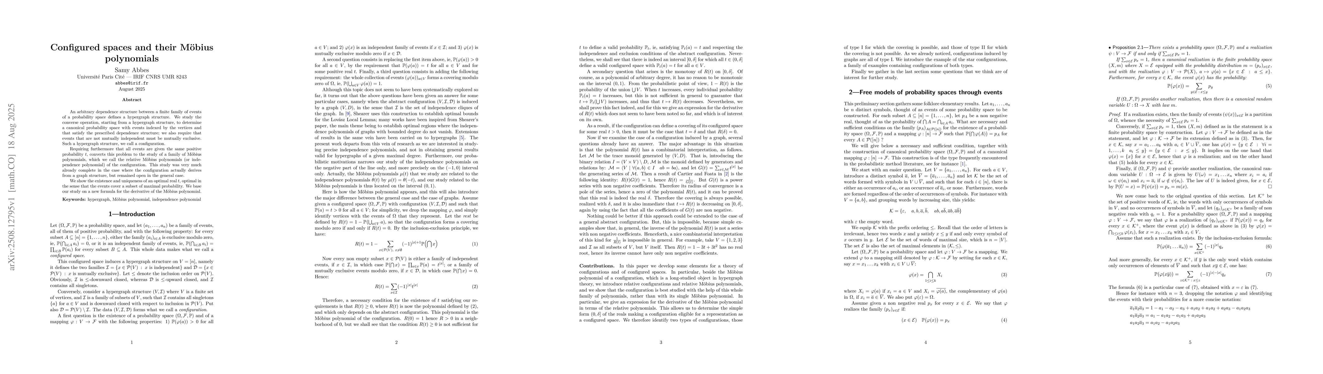 Thumbnail for Configured spaces and their Möbius polynomials