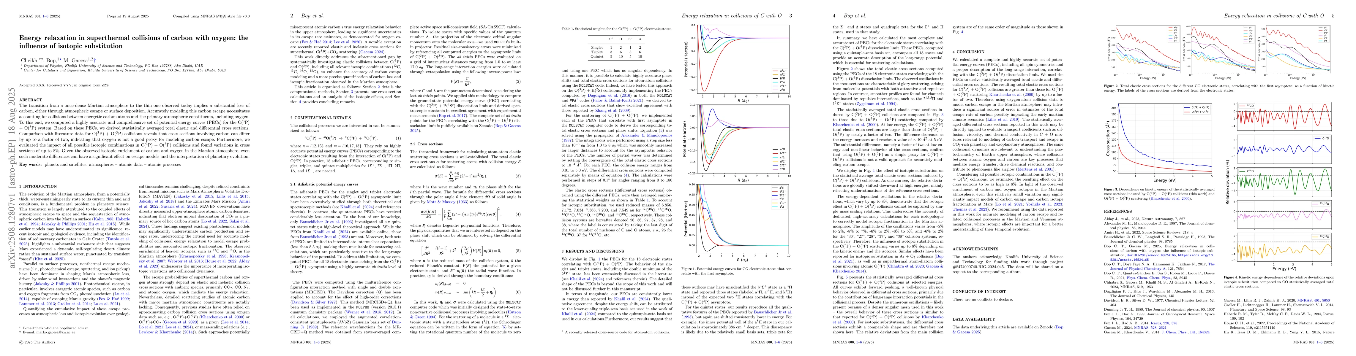 Thumbnail for Energy relaxation in superthermal collisions of carbon with oxygen: the
  influence of isotopic substitution
