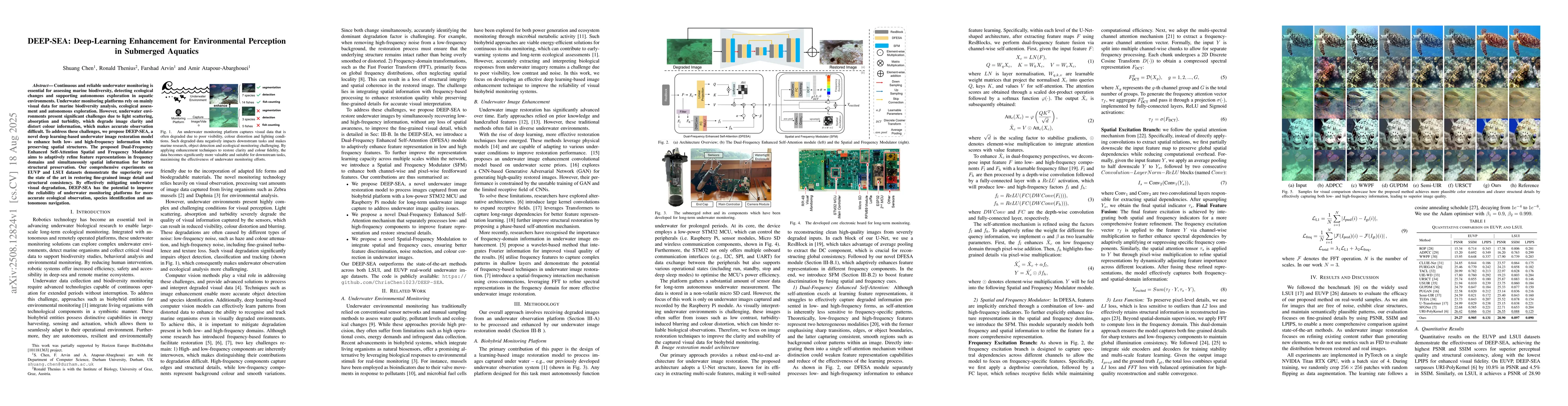 Thumbnail for DEEP-SEA: Deep-Learning Enhancement for Environmental Perception in
  Submerged Aquatics