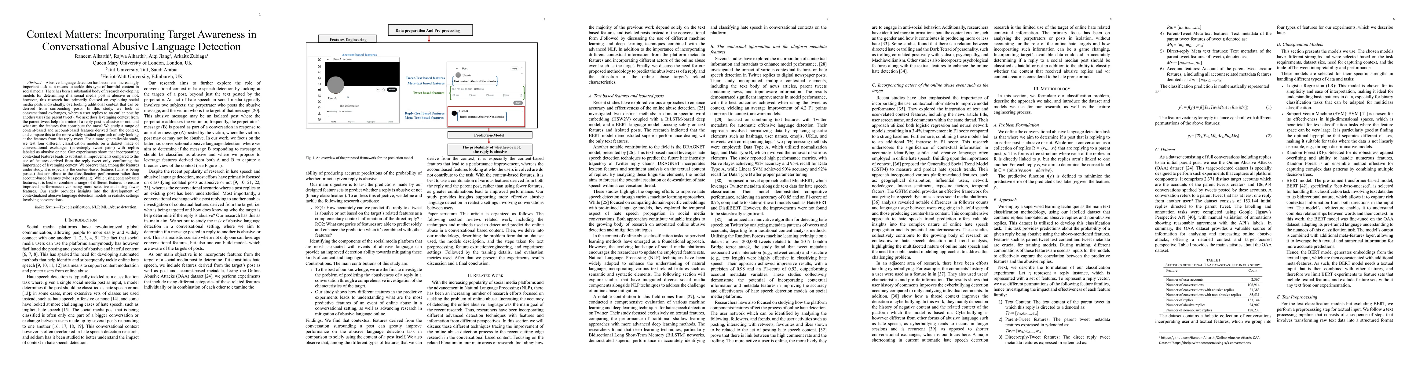 Thumbnail for Context Matters: Incorporating Target Awareness in Conversational
  Abusive Language Detection