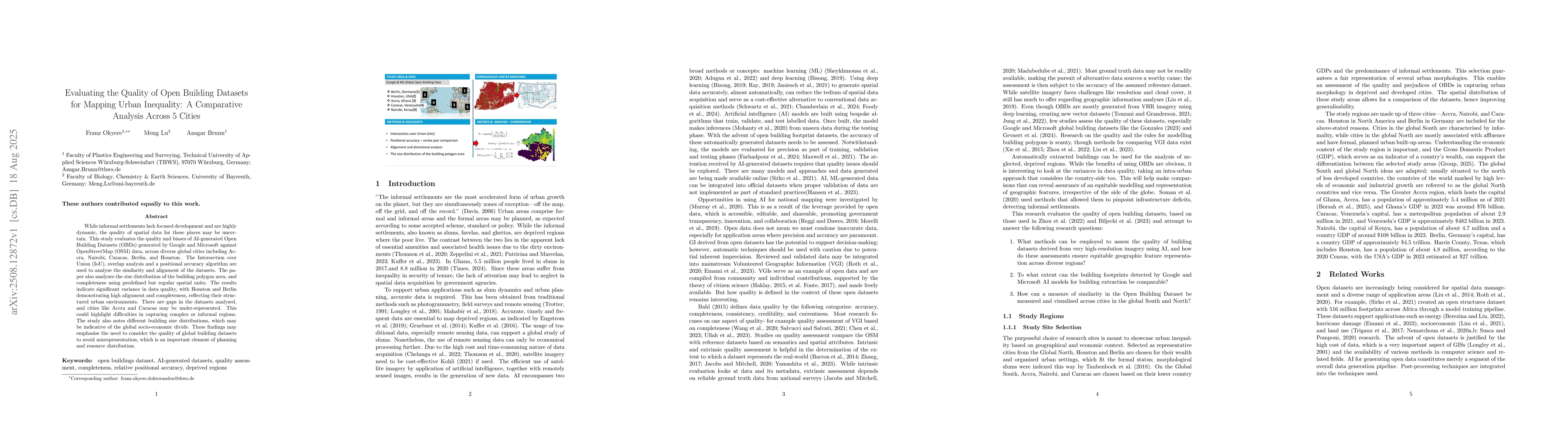 Thumbnail for Evaluating the Quality of Open Building Datasets for Mapping Urban
  Inequality: A Comparative Analysis Across 5 Cities