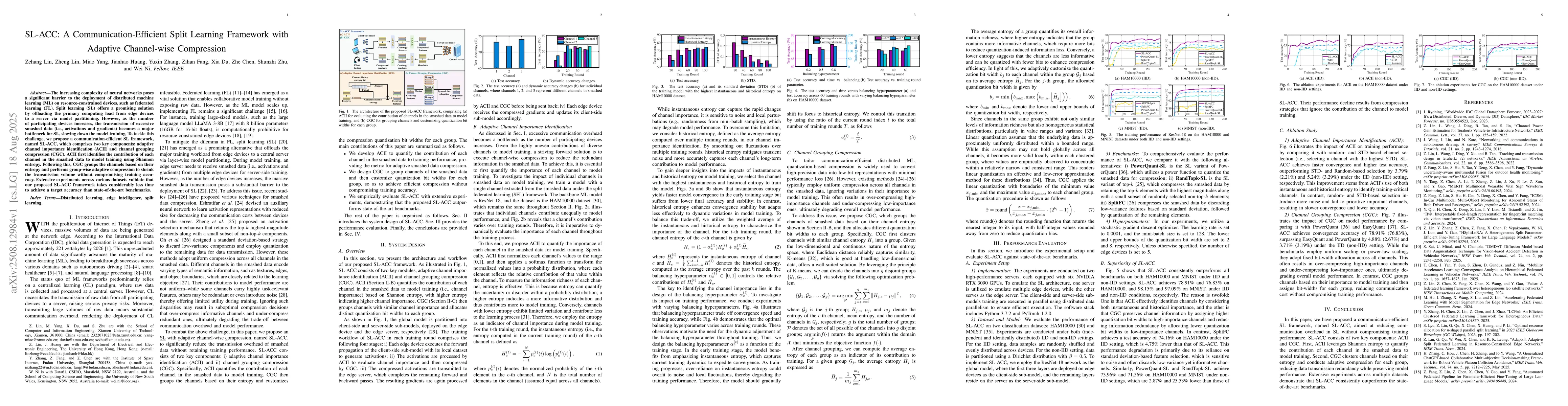 Thumbnail for SL-ACC: A Communication-Efficient Split Learning Framework with Adaptive
  Channel-wise Compression