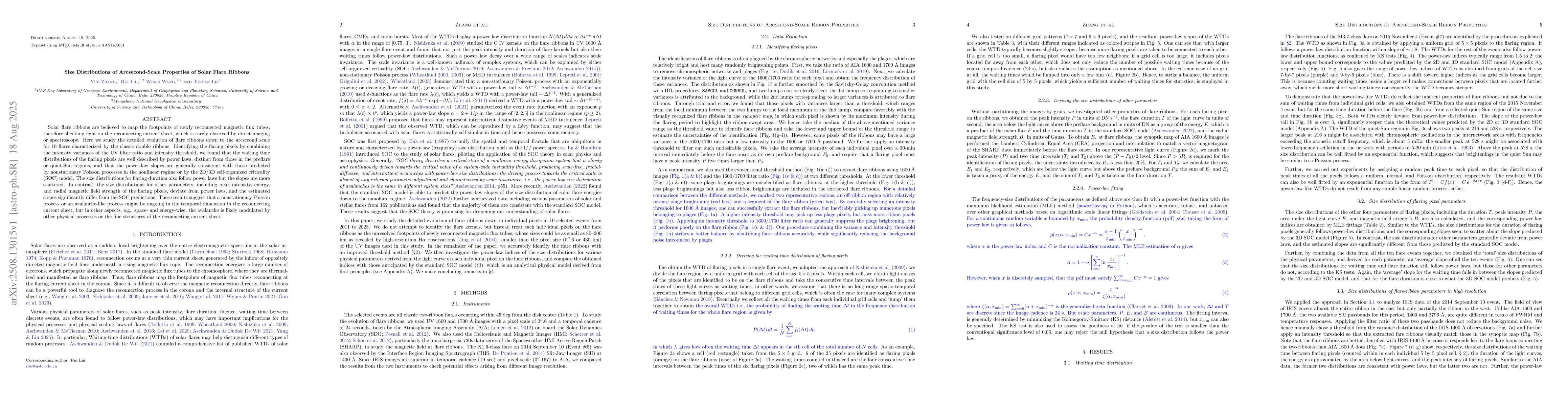 Thumbnail for Size Distributions of Arcsecond-Scale Properties of Solar Flare Ribbons