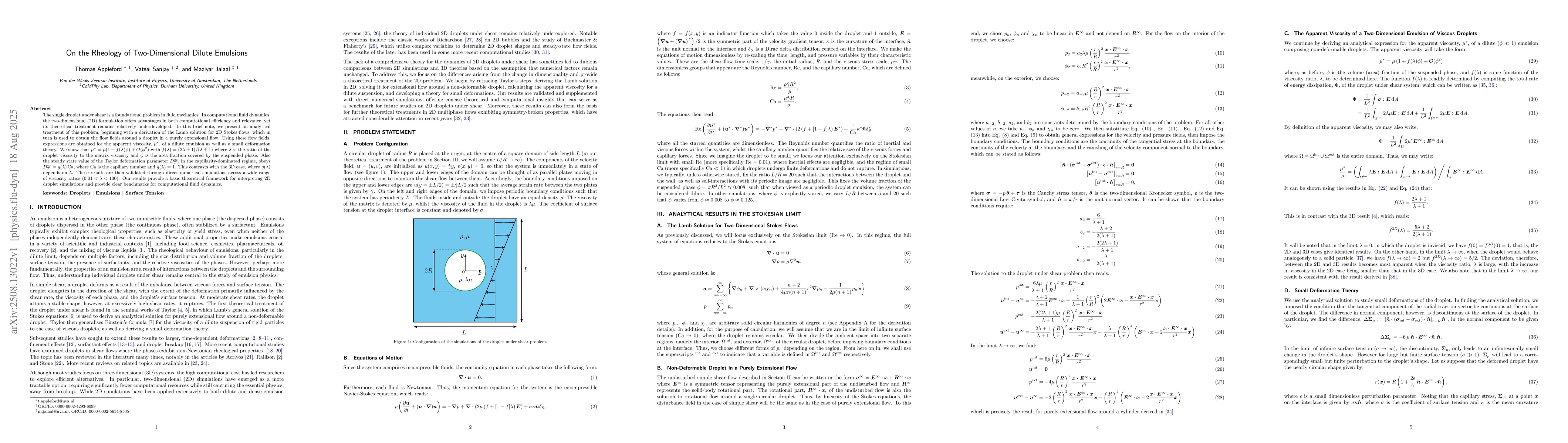 Thumbnail for On the Rheology of Two-Dimensional Dilute Emulsions