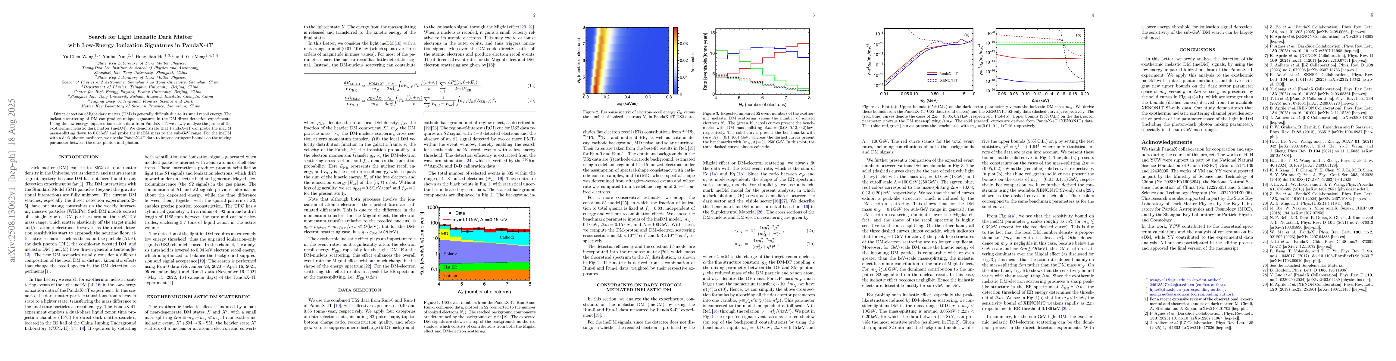 Thumbnail for Search for Light Inelastic Dark Matter with Low-Energy Ionization
  Signatures in PandaX-4T