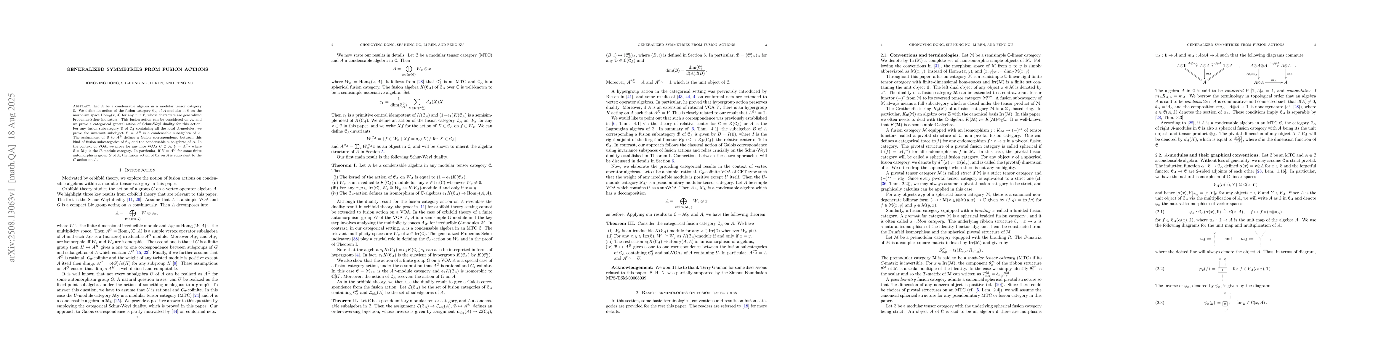 Thumbnail for Generalized Symmetries From Fusion Actions