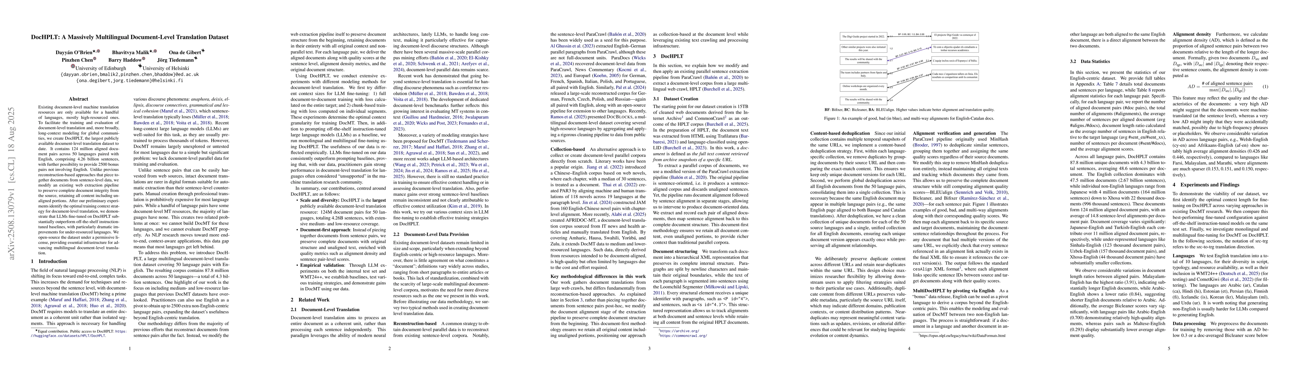 Thumbnail for DocHPLT: A Massively Multilingual Document-Level Translation Dataset