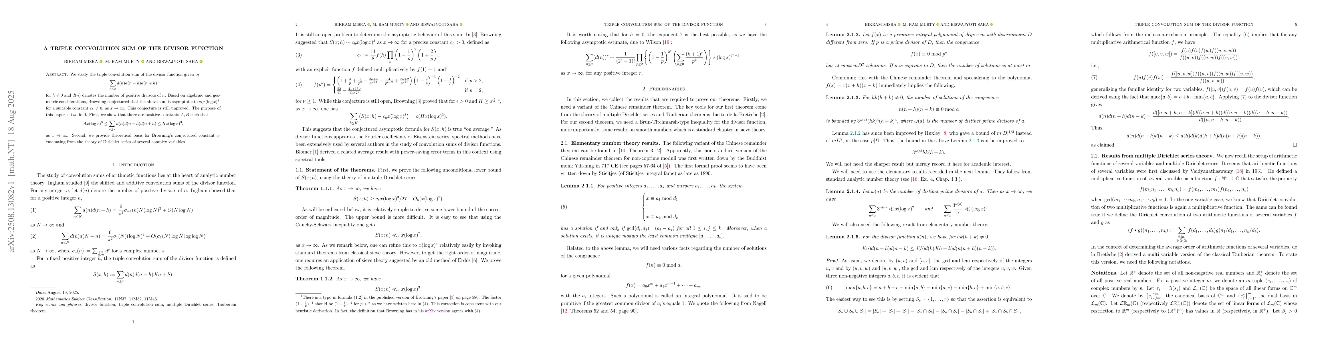 Thumbnail for A triple convolution sum of the divisor function