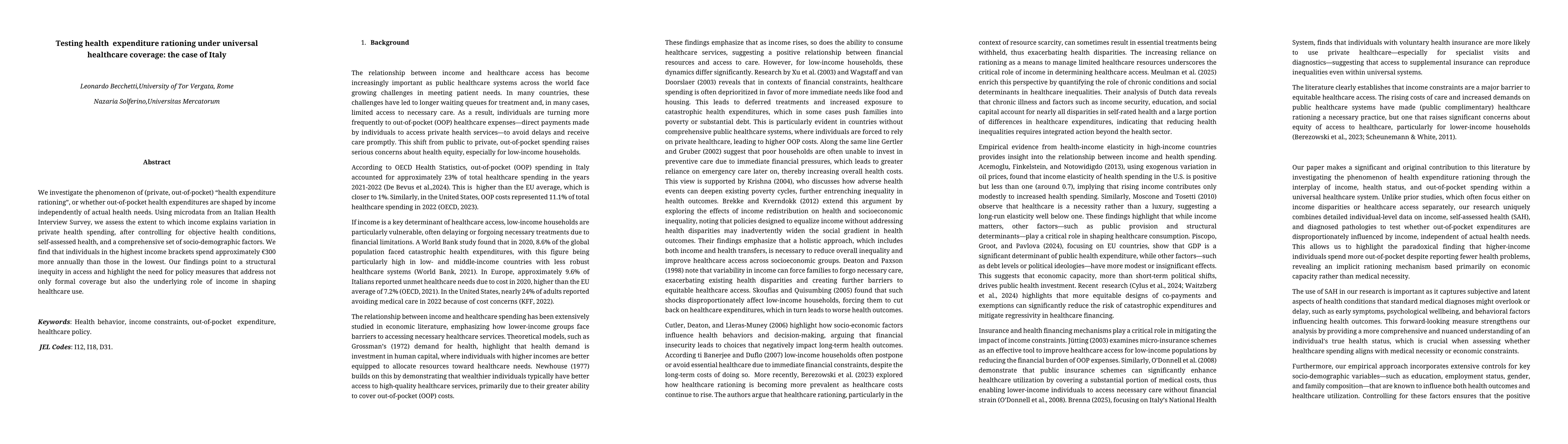 Thumbnail for Testing health expenditure rationing under universal healthcare
  coverage: the case of Italy