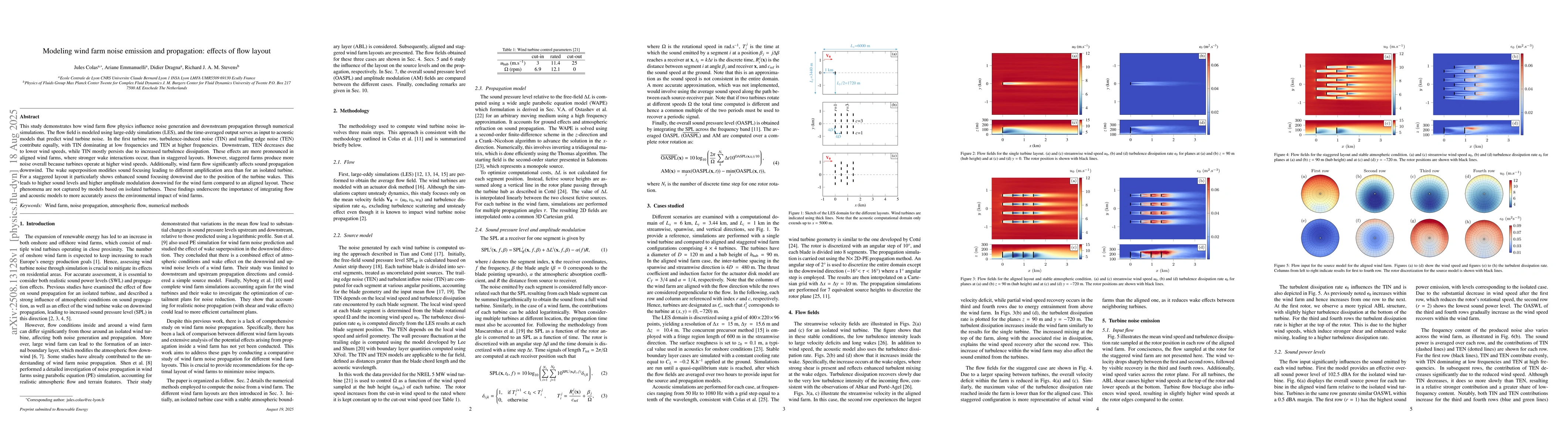 Thumbnail for Modeling wind farm noise emission and propagation: effects of flow and
  layout