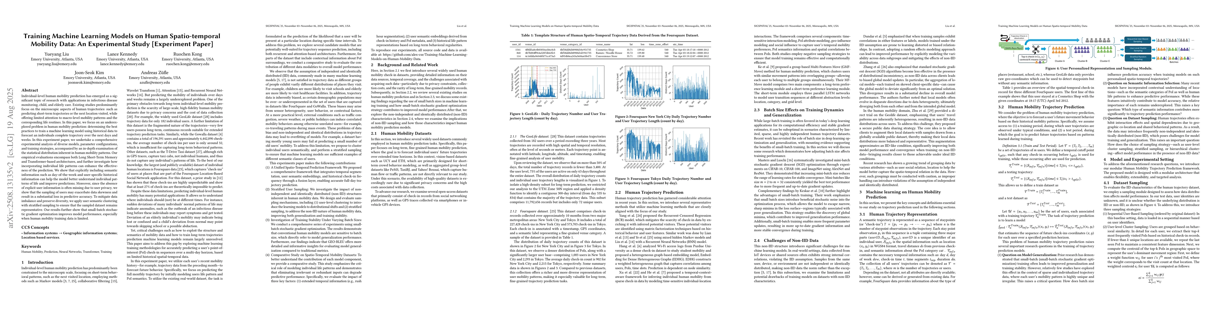 Thumbnail for Training Machine Learning Models on Human Spatio-temporal Mobility Data:
  An Experimental Study [Experiment Paper]