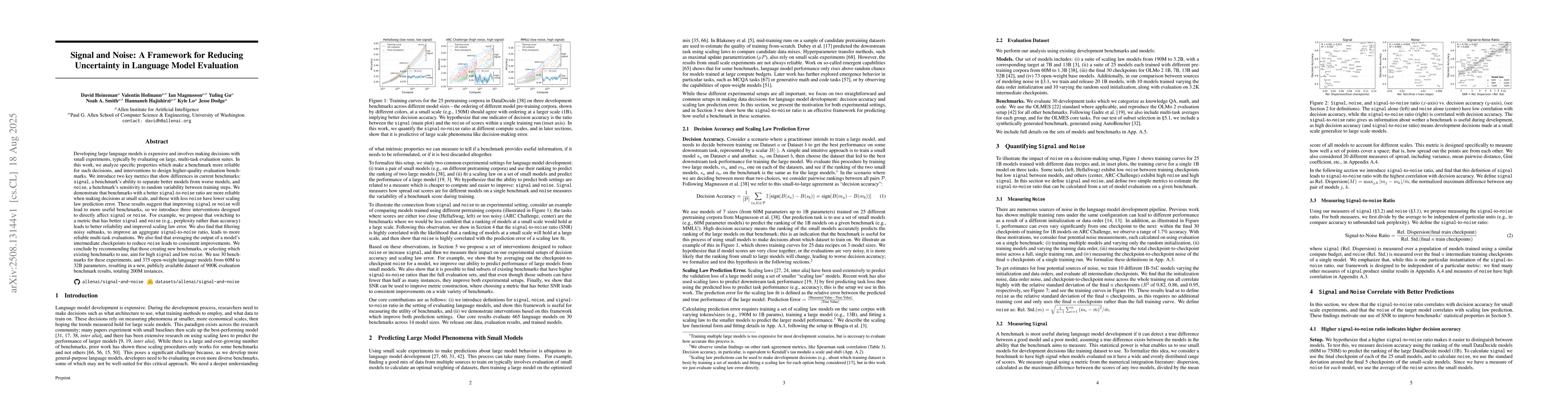 Thumbnail for Signal and Noise: A Framework for Reducing Uncertainty in Language Model
  Evaluation