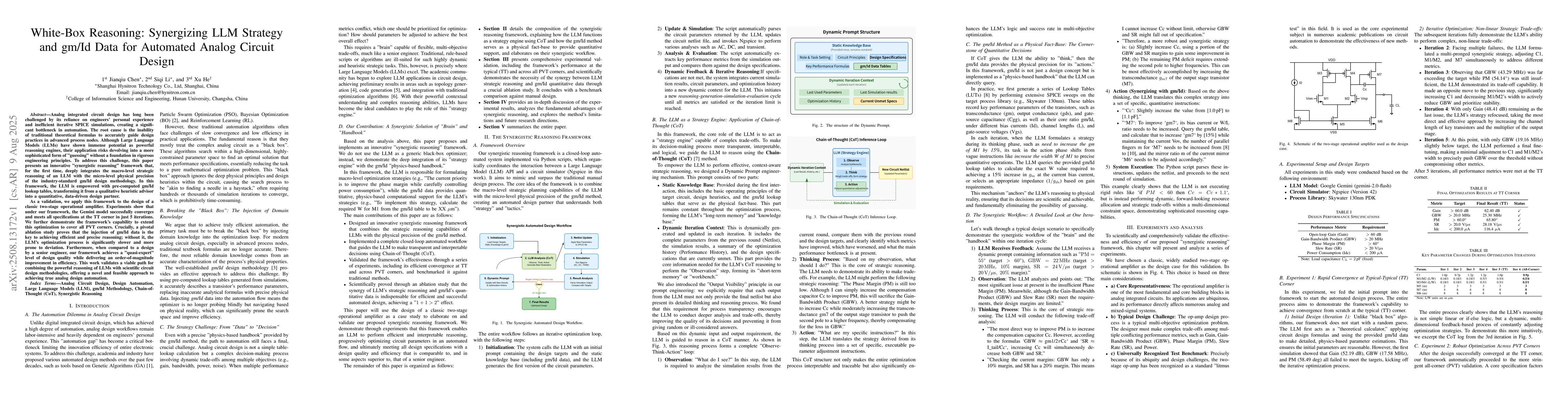 Thumbnail for White-Box Reasoning: Synergizing LLM Strategy and gm/Id Data for
  Automated Analog Circuit Design