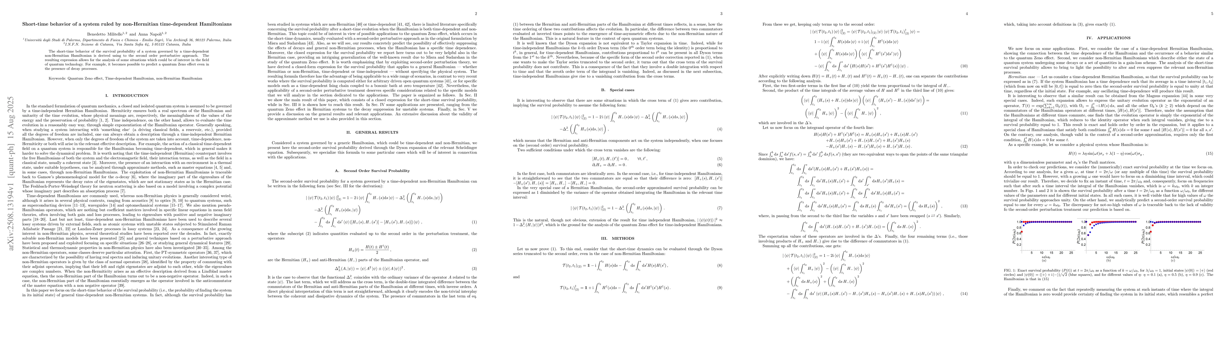 Thumbnail for Short-time behavior of a system ruled by non-Hermitian time-dependent
  Hamiltonians