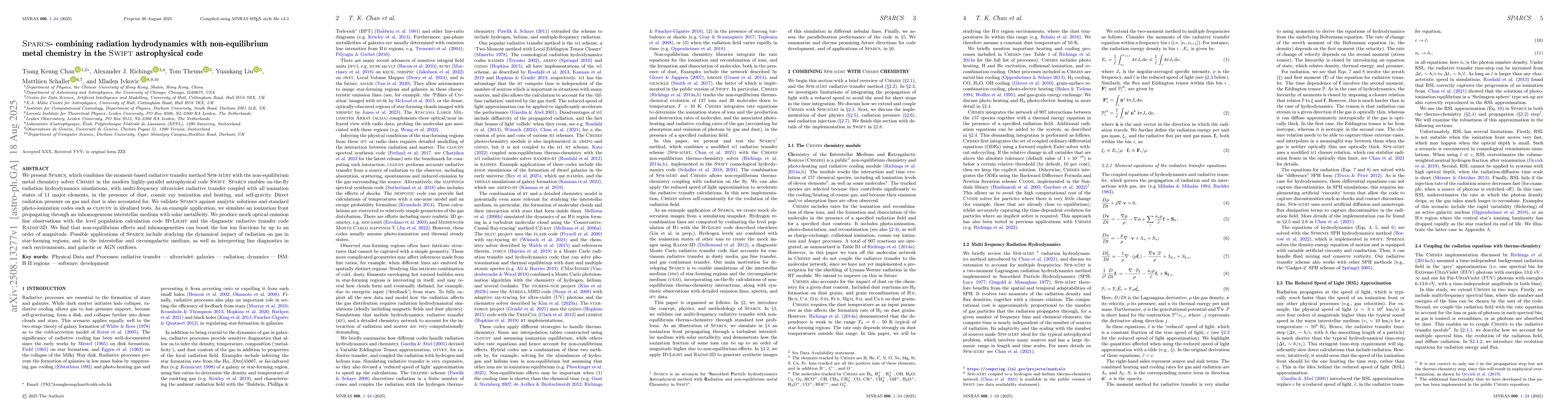 Thumbnail for SPARCS -- combining radiation hydrodynamics with non-equilibrium metal
  chemistry in the SWIFT astrophysical code
