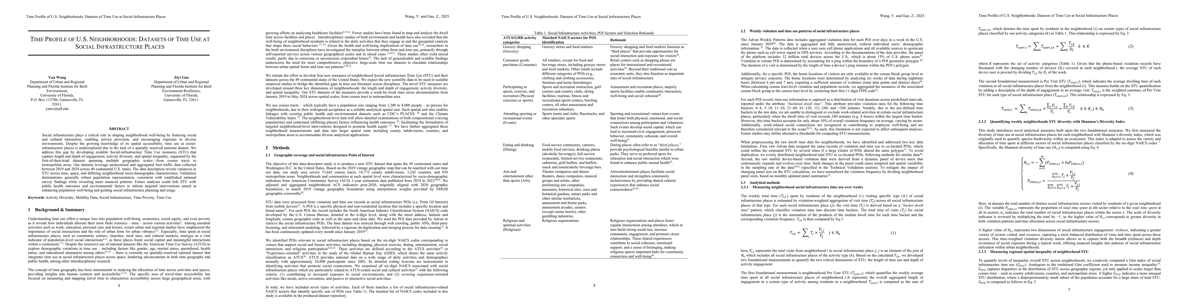 Thumbnail for Time Profile of U.S. Neighborhoods: Datasets of Time Use at Social
  Infrastructure Places