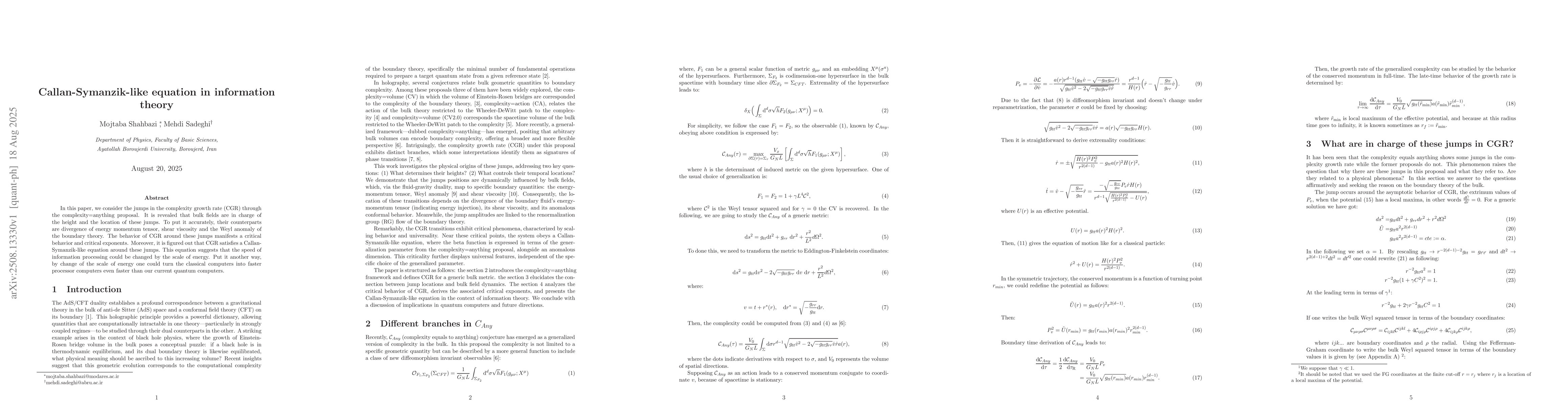 Thumbnail for Callan-Symanzik-like equation in information theory
