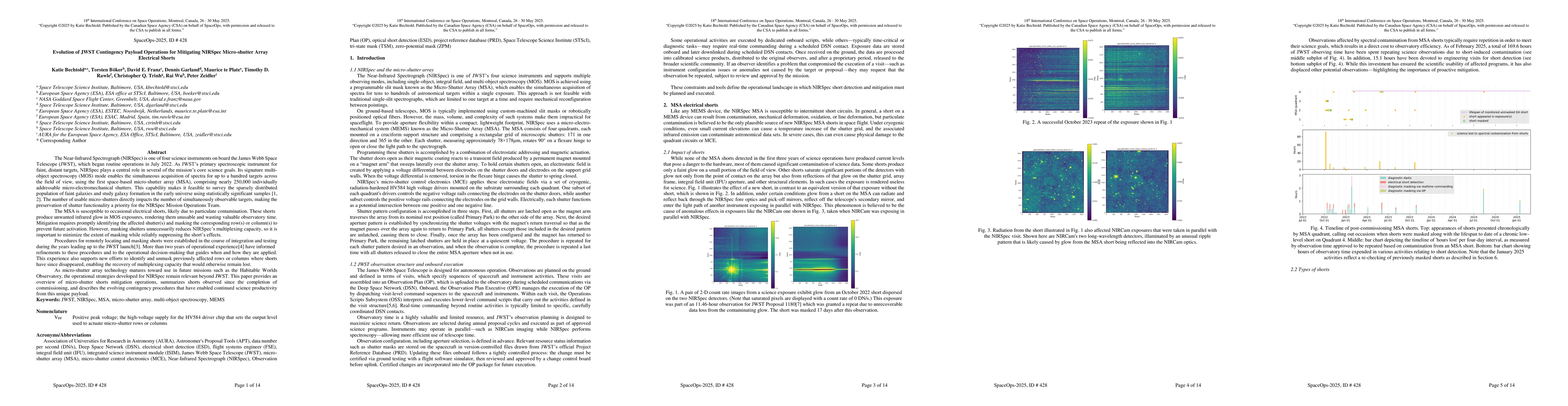 Thumbnail for Evolution of JWST Contingency Payload Operations for Mitigating NIRSpec
  Micro-shutter Array Electrical Shorts