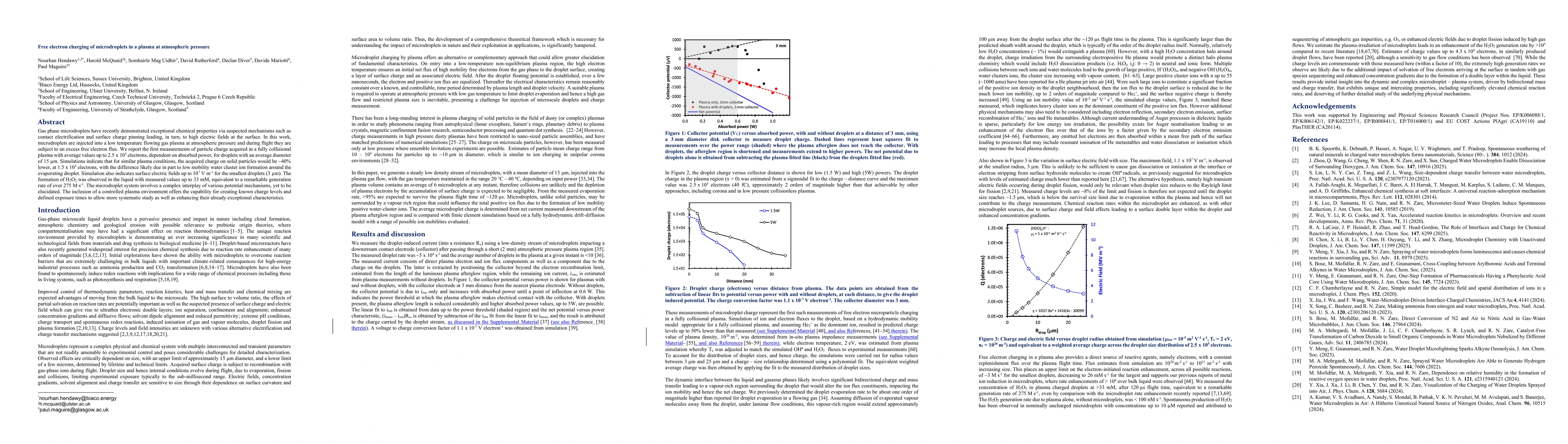 Thumbnail for Free electron charging of microdroplets in a plasma at atmospheric
  pressure