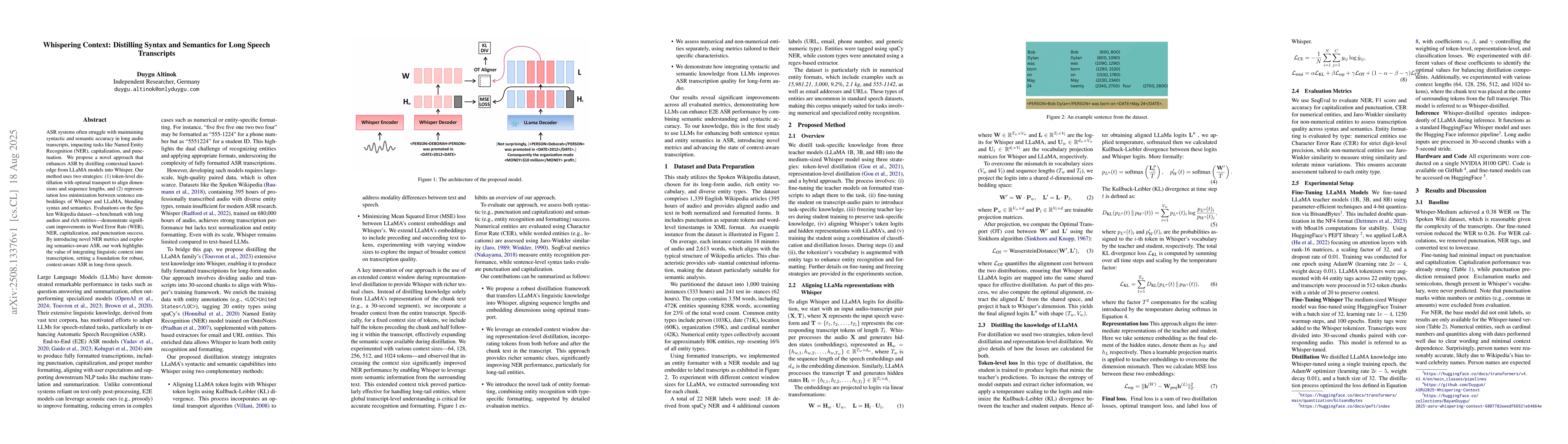 Thumbnail for Whispering Context: Distilling Syntax and Semantics for Long Speech
  Transcripts