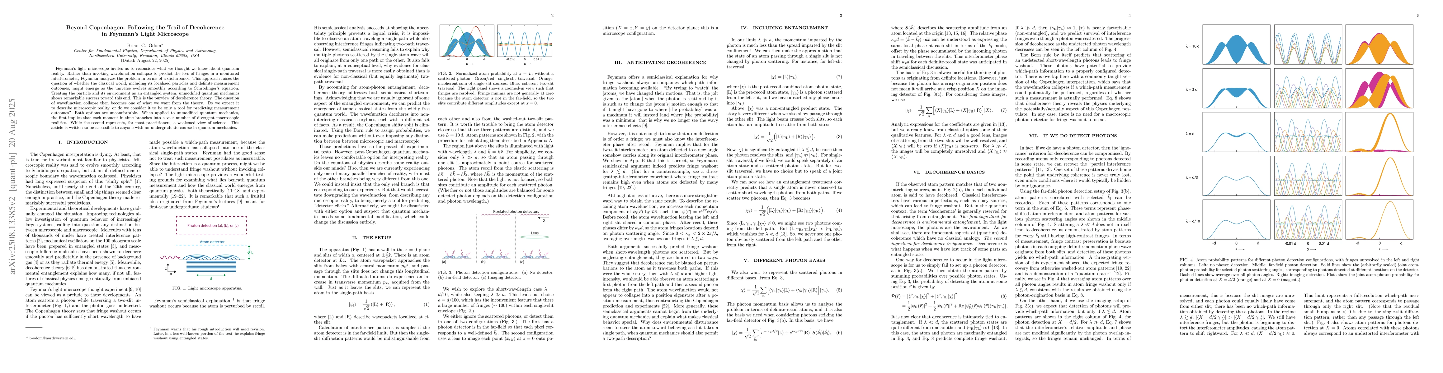 Thumbnail for Beyond Copenhagen: Following the Trail of Decoherence in Feynman's Light
  Microscope