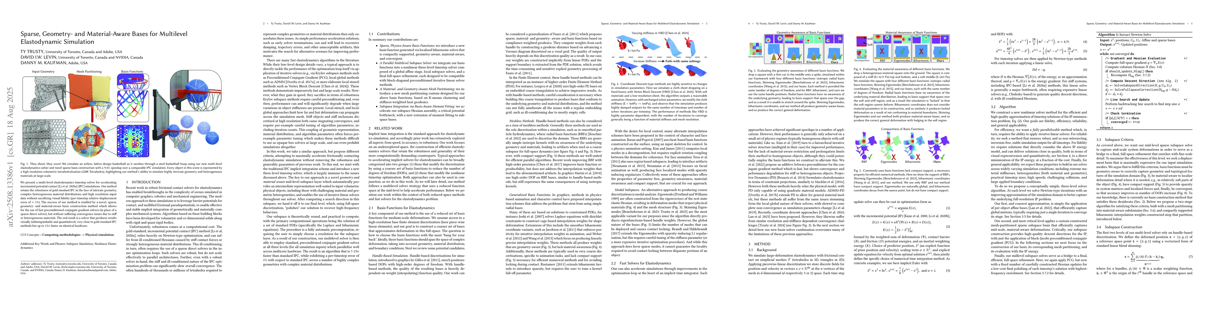 Thumbnail for Sparse, Geometry- and Material-Aware Bases for Multilevel Elastodynamic
  Simulation