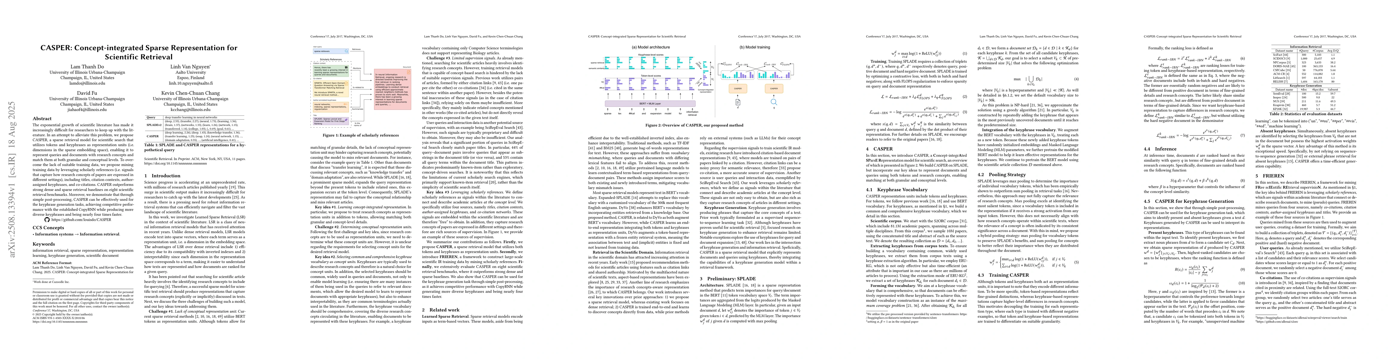 Thumbnail for CASPER: Concept-integrated Sparse Representation for Scientific
  Retrieval