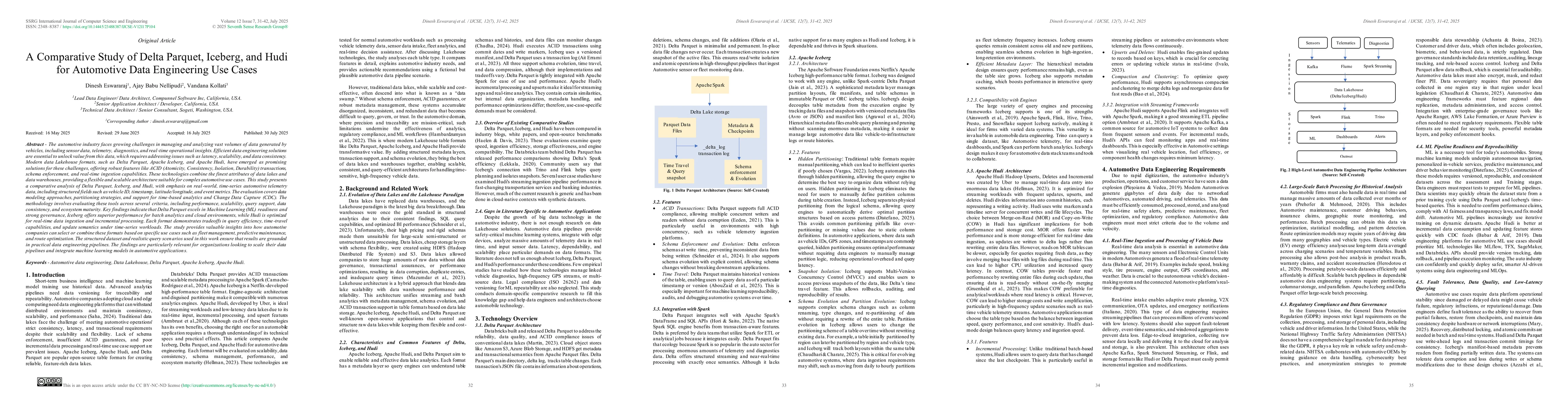 Thumbnail for A Comparative Study of Delta Parquet, Iceberg, and Hudi for Automotive
  Data Engineering Use Cases