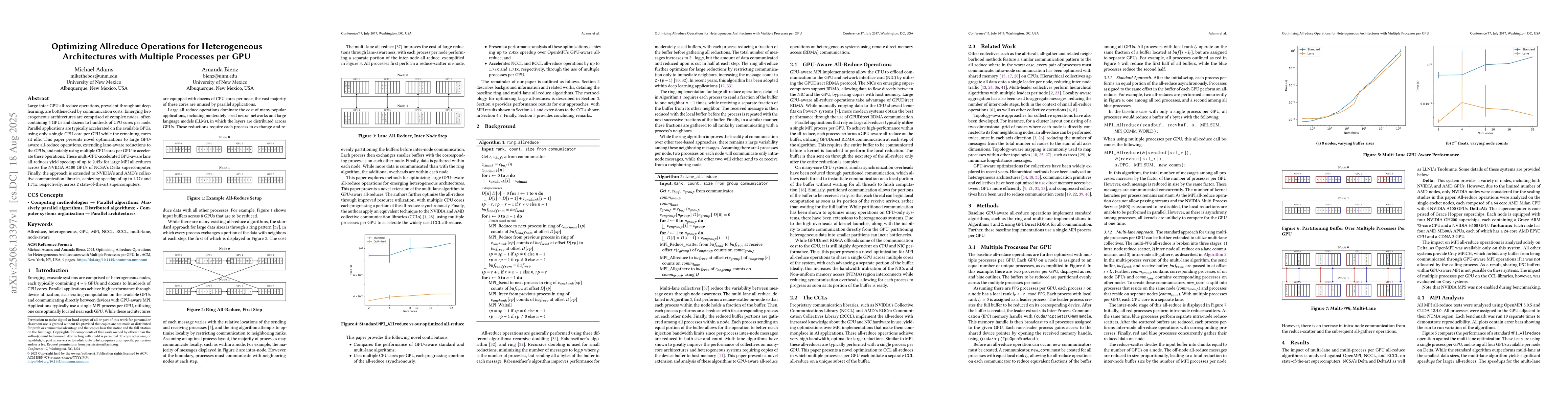 Thumbnail for Optimizing Allreduce Operations for Heterogeneous Architectures with
  Multiple Processes per GPU
