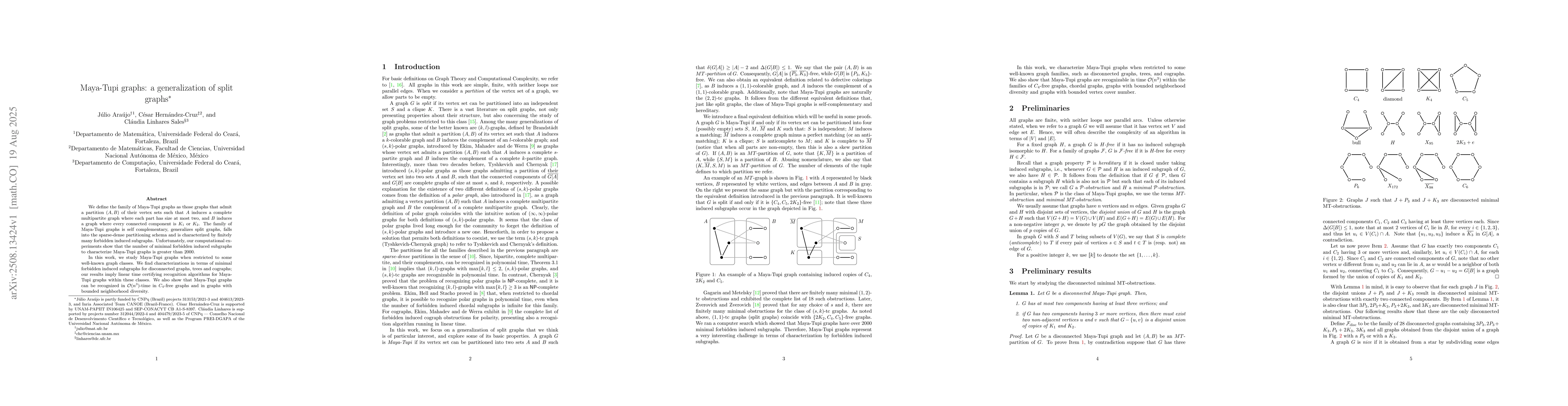 Thumbnail for Maya-Tupi graphs: a generalization of split graphs