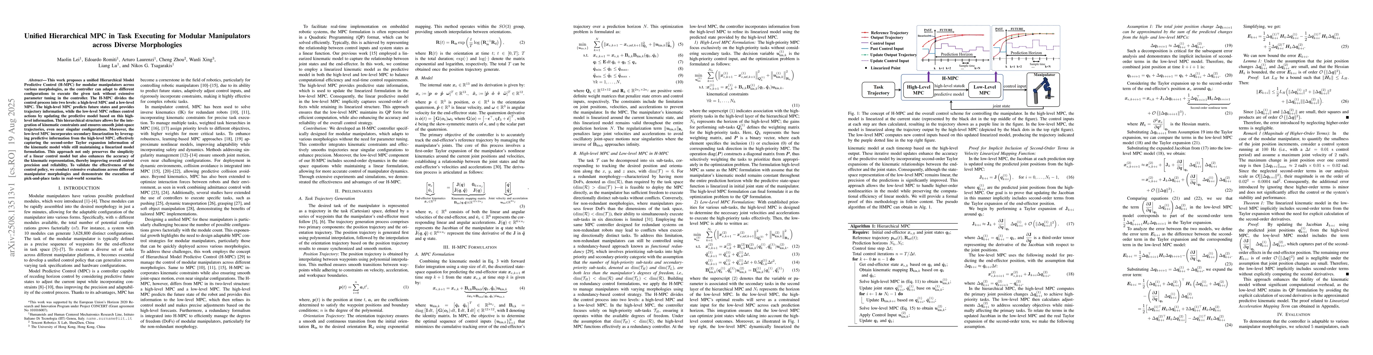 Thumbnail for Unified Hierarchical MPC in Task Executing for Modular Manipulators
  across Diverse Morphologies