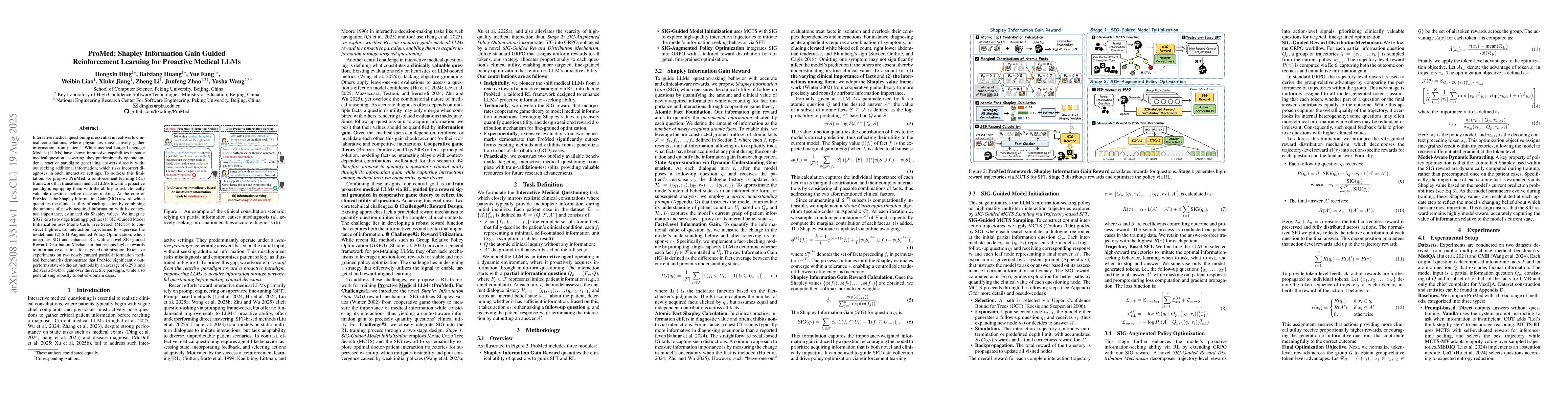 Thumbnail for ProMed: Shapley Information Gain Guided Reinforcement Learning for
  Proactive Medical LLMs