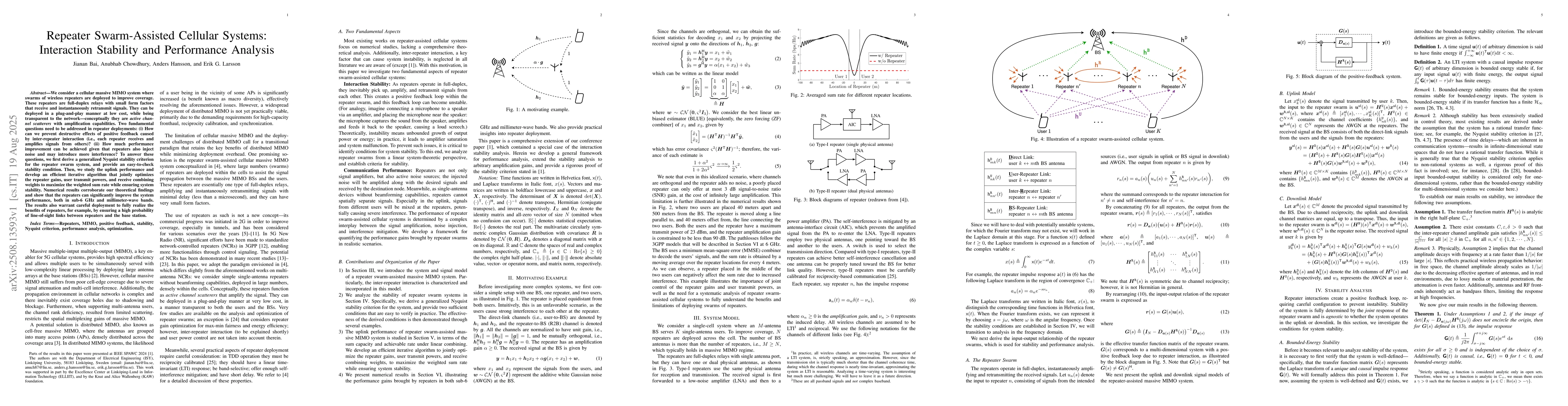 Thumbnail for Repeater Swarm-Assisted Cellular Systems: Interaction Stability and
  Performance Analysis