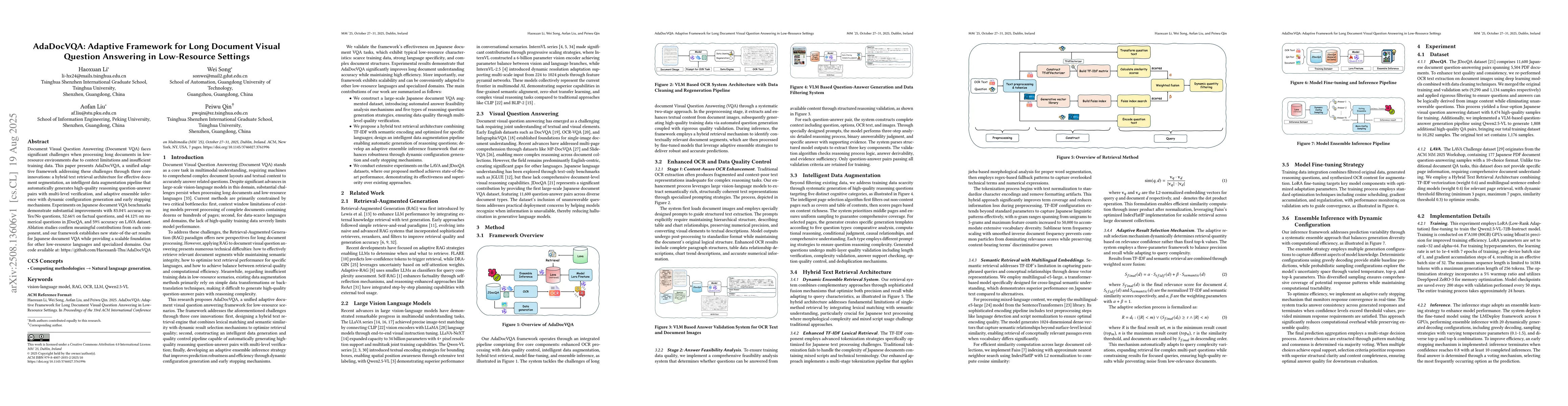 Thumbnail for AdaDocVQA: Adaptive Framework for Long Document Visual Question
  Answering in Low-Resource Settings