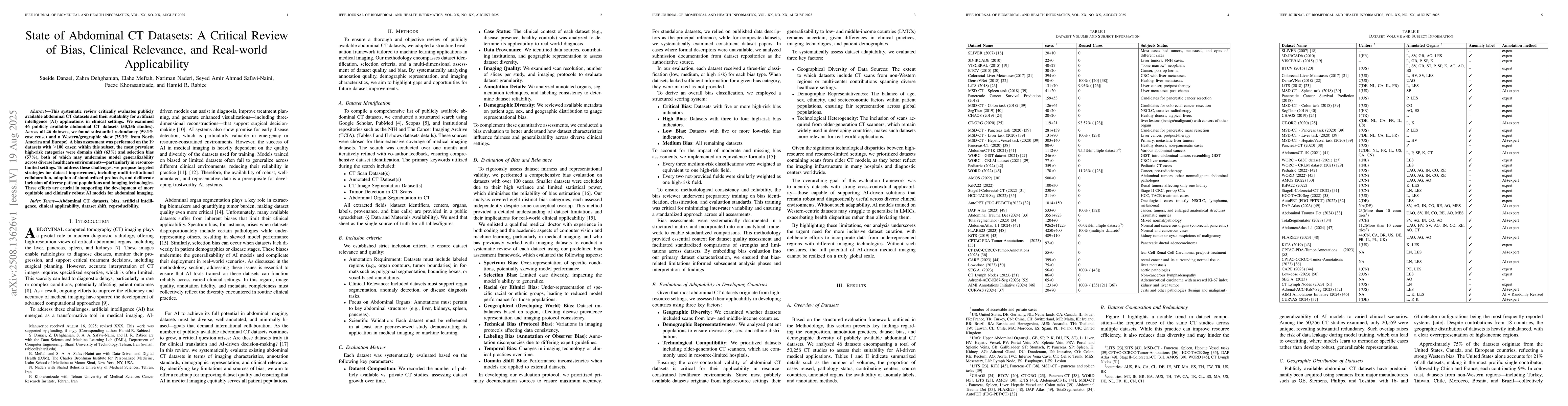 Thumbnail for State of Abdominal CT Datasets: A Critical Review of Bias, Clinical
  Relevance, and Real-world Applicability