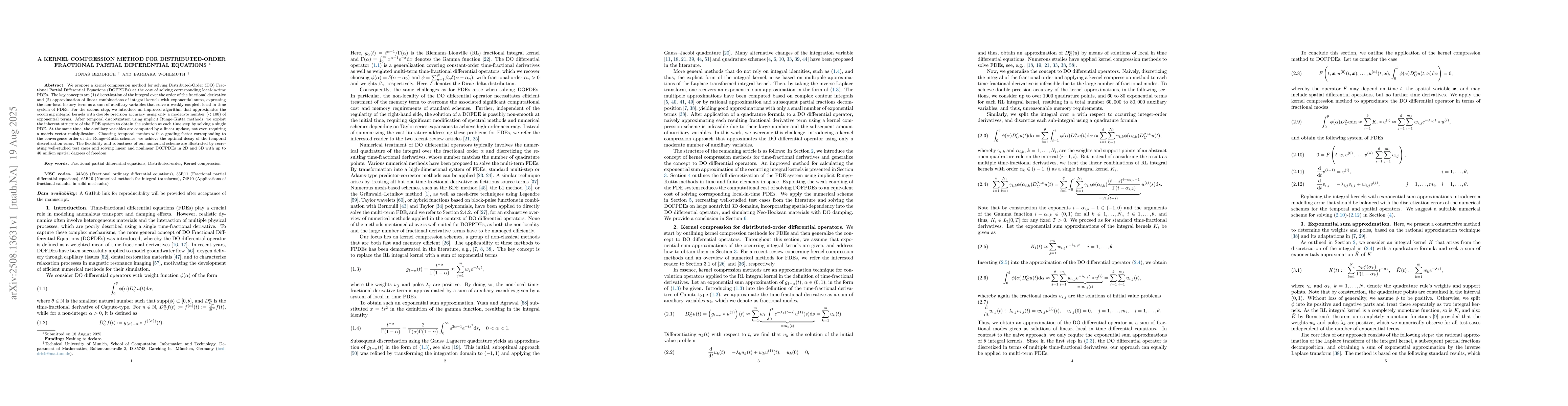 Thumbnail for A kernel compression method for distributed-order fractional partial
  differential equations
