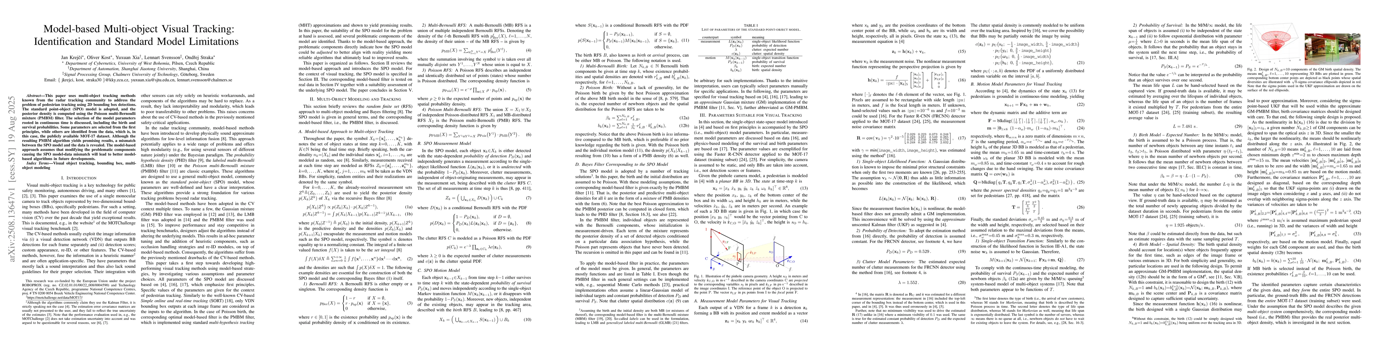 Thumbnail for Model-based Multi-object Visual Tracking: Identification and Standard
  Model Limitations