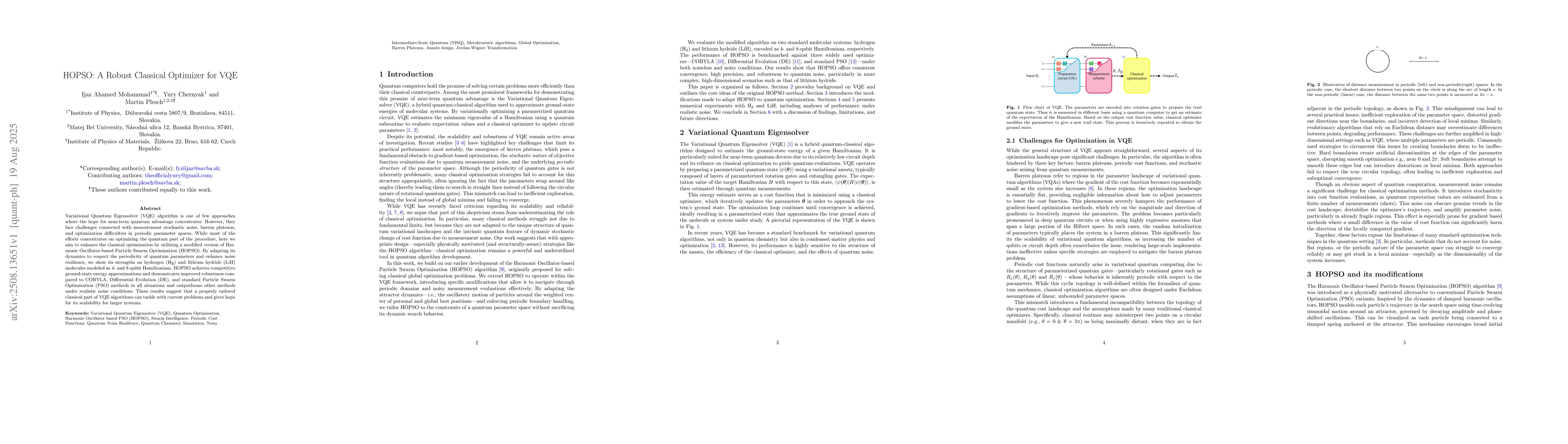 Thumbnail for HOPSO: A Robust Classical Optimizer for VQE