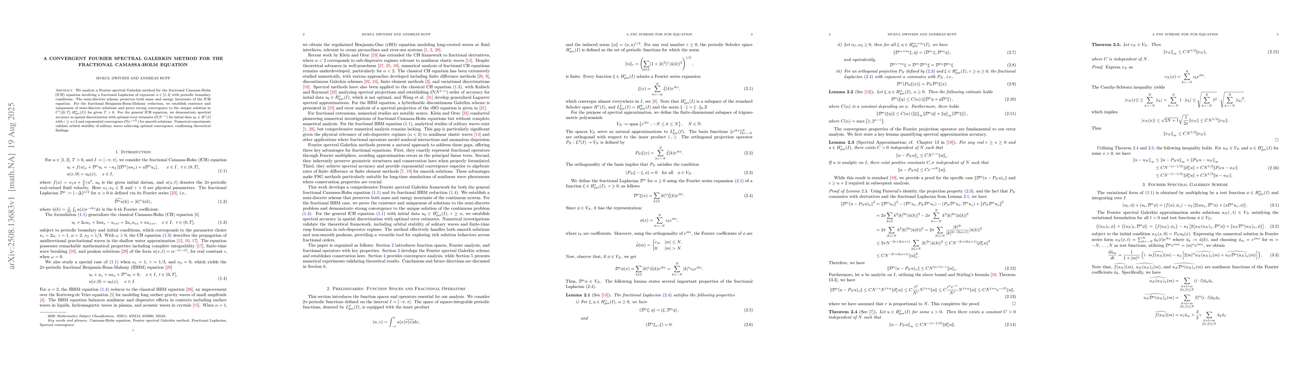 Thumbnail for A convergent Fourier spectral Galerkin method for the fractional
  Camassa-Holm equation