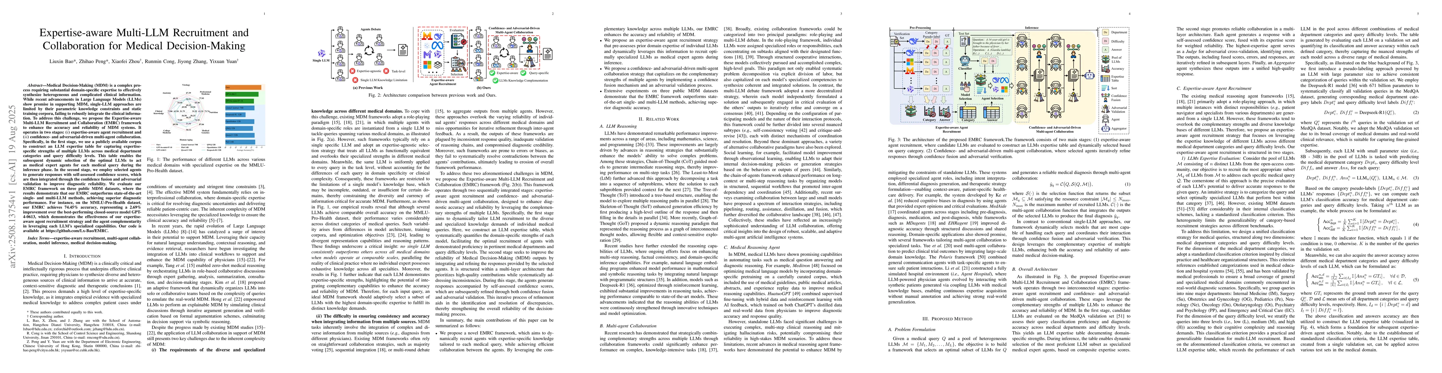 Thumbnail for Expertise-aware Multi-LLM Recruitment and Collaboration for Medical
  Decision-Making