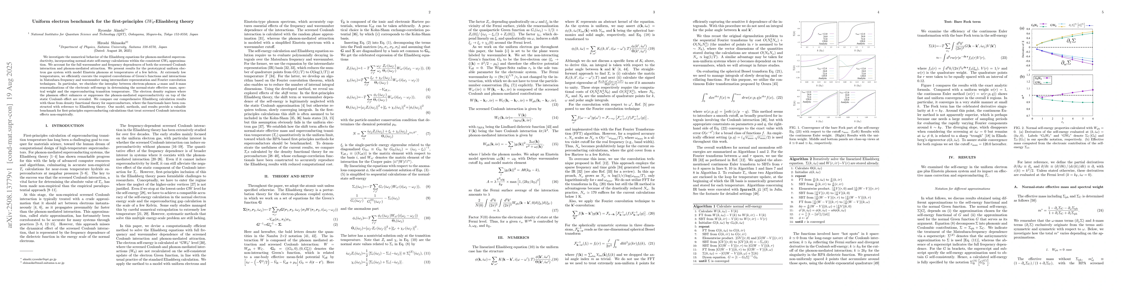 Thumbnail for Uniform electron benchmark for the first-principles $GW_{0}$-Eliashberg
  theory